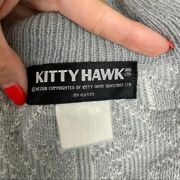 Kitty Hawk Retro Mix Print 80s Pullover Knit Sweater with Shoulder Pads Medium - Picture 12 of 13